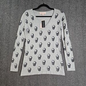 Philosophy Skulls On‎ Cashmere Blend Sweater V Neck Long Sleeve Womens Size XS